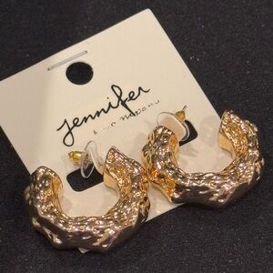 Gold Nugget Open Hoop Earrings 1 inch Glam Boutique